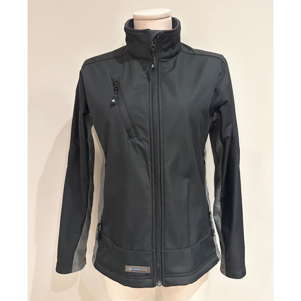 Fleece Lined Jacket Womans Size M Black and Grey Full Zip Hiking Outdoors